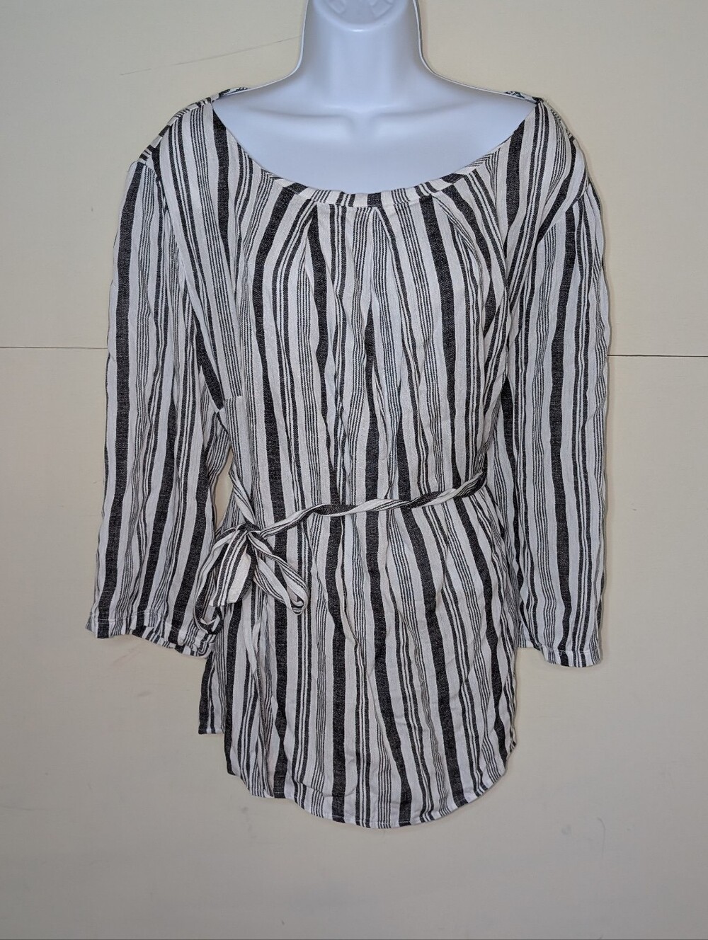 NWT Faith and Joy Blouse 3/4 Length Sleeves Vertical Stripes